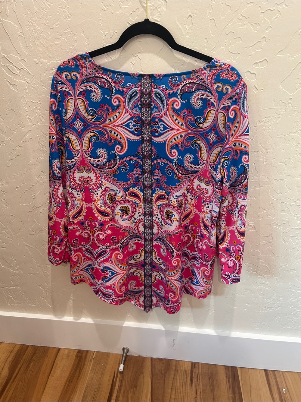 Ruby Rd. Pink & Blue Paisley Boatneck Blouse - Picture 5 of 5